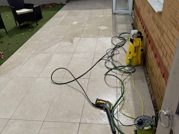 Clean patio after jet washing